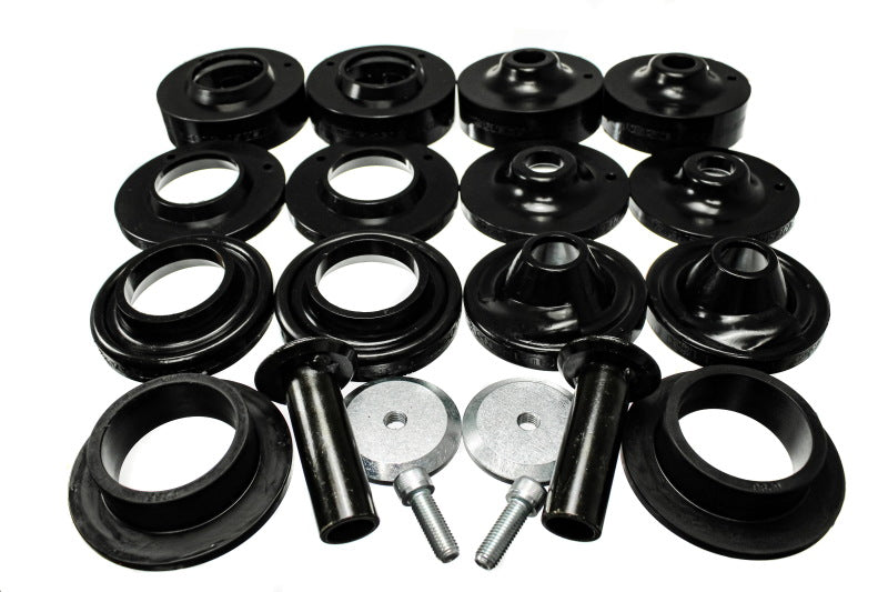 ES Spring Isolators - Black - Energy Suspension 18+ Jeep Wrangler JL Black Rock-Flex 2in Adjustable Coil Spacer Set