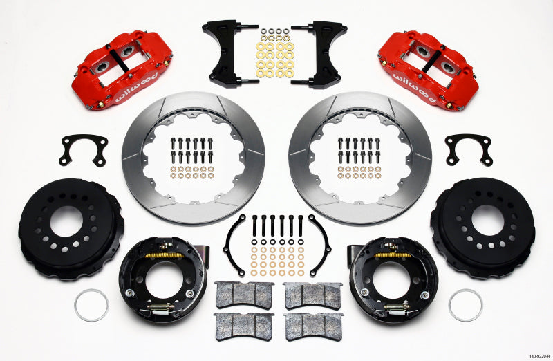 WIL Superlite Brake Kit - Wilwood Narrow Superlite 4R Rear P-Brk Kit 12.88in Red Small Ford 2.50in Offset