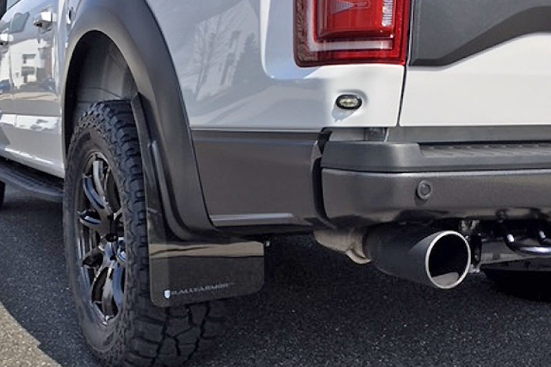 RAL Classic Blk Flap/Grey Logo - Rally Armor 17-20 Ford F-150 Raptor Gen 2 Black UR Mud Flap w/Dark Grey Logo
