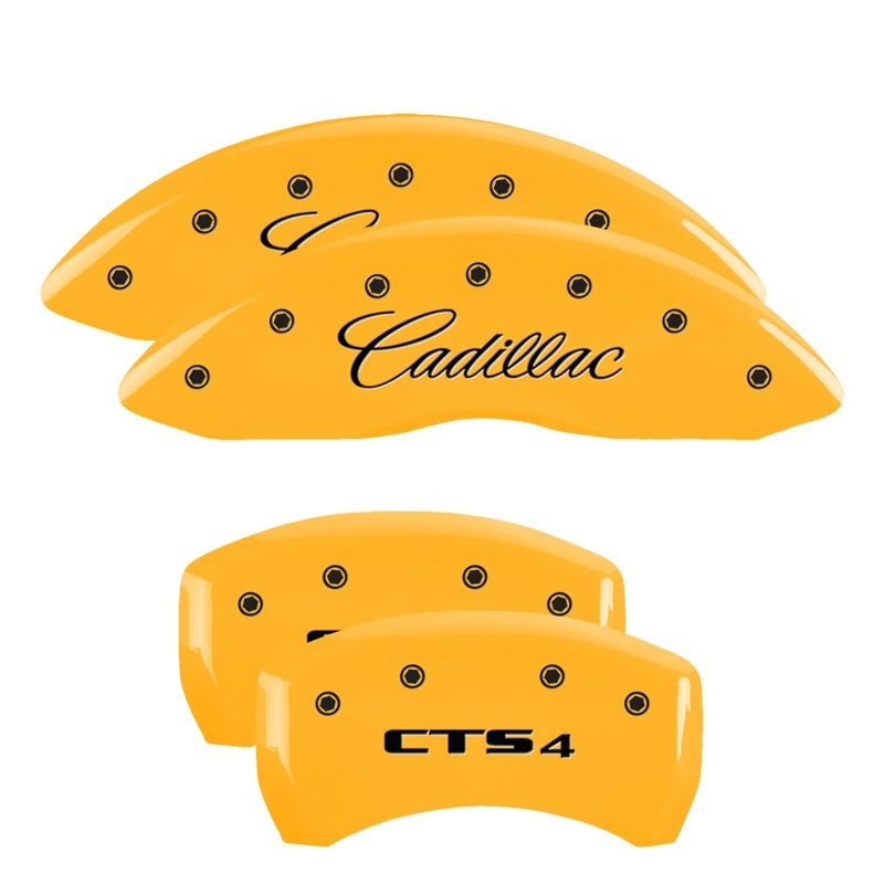 MGP Caliper Covers 4 Logo - MGP 4 Caliper Covers Engraved Front Cursive/Cadillac Engraved Rear CTS4 Yellow finish black ch