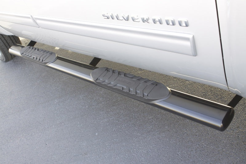 LND Nerf Bars - Polished - Lund 01-13 Chevy Silverado 1500 Crew Cab 5in. Oval Straight SS Nerf Bars - Polished