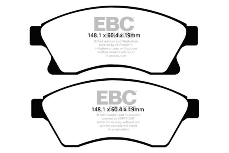 EBC Ultimax2 Brake Pad Sets - EBC 11+ Chevrolet Cruze 1.4 Turbo (10.9 inch front rotor) Ultimax2 Front Brake Pads