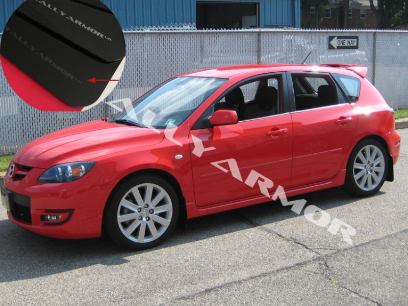 RAL UR Blk Flap/Grey Logo - Rally Armor 04-09 Mazda3/Speed3 Black UR Mud Flap w/ Grey Logo