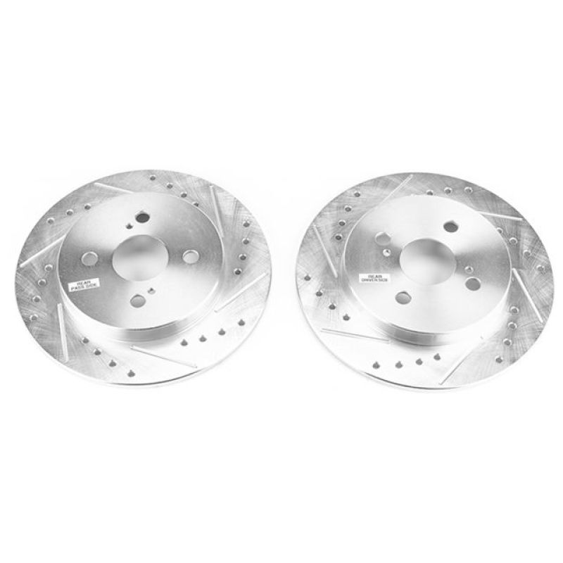 PSB Evolution Drill/Slot Rotor - Power Stop 12-18 Toyota Yaris Rear Evolution Drilled & Slotted Rotors - Pair