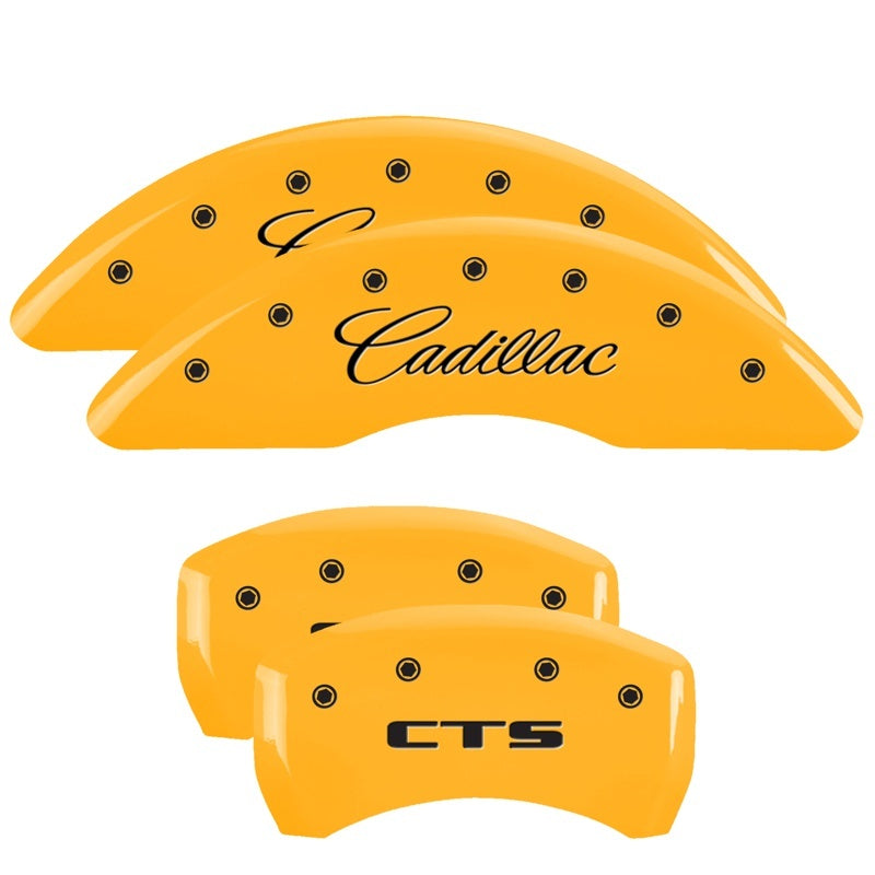 MGP Caliper Covers 4 Logo - MGP 4 Caliper Covers Engraved Front Cursive/Cadillac Engraved Rear CTS Yellow finish black ch