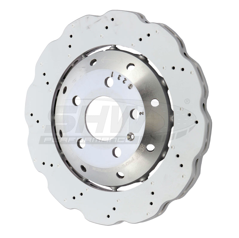 SHW Drill-Dimpl LW Wavy Rotors - SHW 13-15 Audi RS5 4.2L Rear Drilled-Dimpled Lightweight Wavy Brake Rotor (8T0615601A)