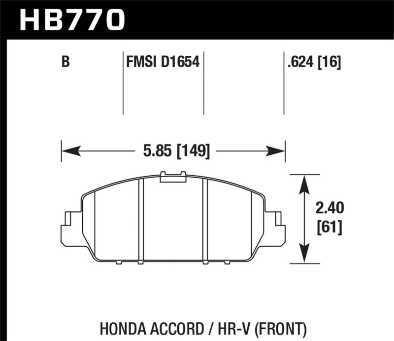HAWK HPS 5.0 Brake Pad Sets - Hawk 13-17 Honda Accord HPS 5.0 Front Brake Pads