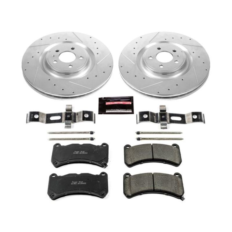 PSB Evolution Drill/Slot Rotor - Power Stop 13-14 Ford Mustang Front Z23 Evolution Brake Kit