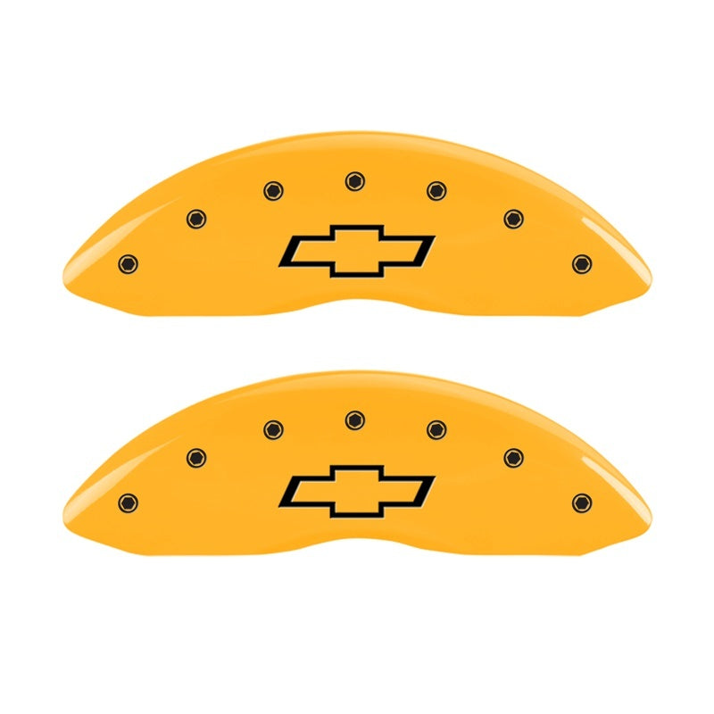 MGP Caliper Covers 2 Logo - MGP 2 Caliper Covers Engraved Front Bowtie Yellow Finish Blk Char 05 Chevy Silverado 1500