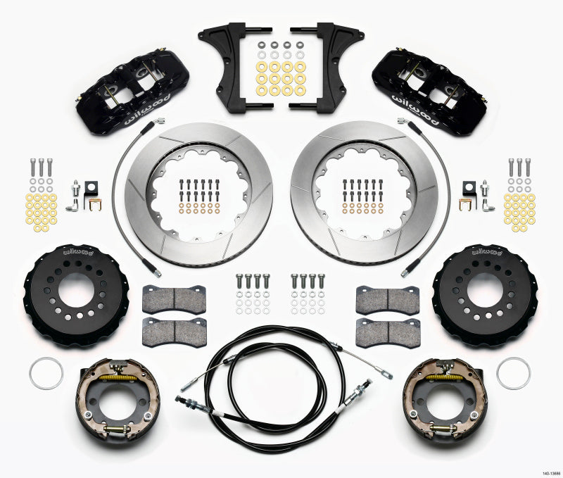 WIL Aero Brake Kit - Wilwood AERO4 Rear Kit 14.00 2005-2014 Mustang w/ BMR Suspn. w/Lines