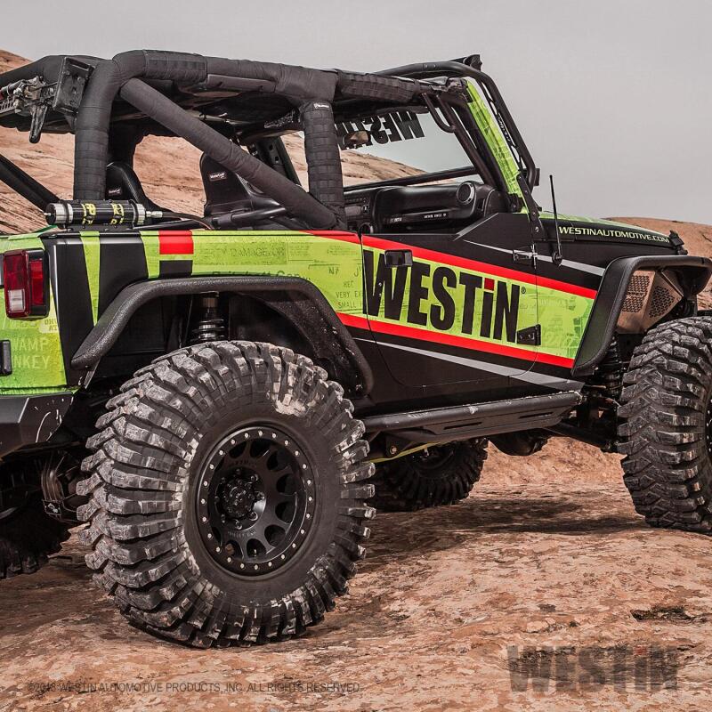 WES Snyper Rock Rail Steps - Westin/Snyper 07-17 Jeep Wrangler Triple Tube Rock Rail Steps - Textured Black