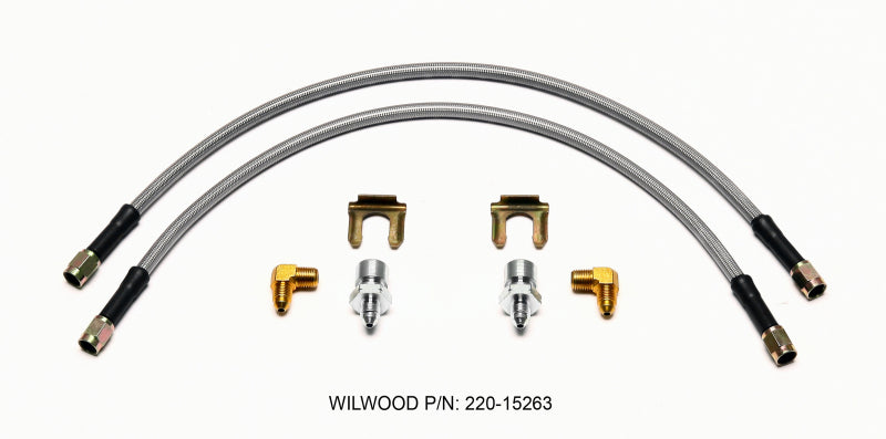 WIL Flexline Brake Hose - Wilwood Flexline Kit 18inch M10x1.50 IF 1/8-27 NPT 90 Degree