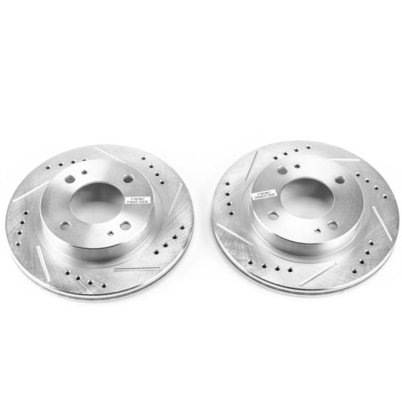 PSB Evolution Drill/Slot Rotor - Power Stop 14-15 Mitsubishi Mirage Front Evolution Drilled & Slotted Rotors - Pair