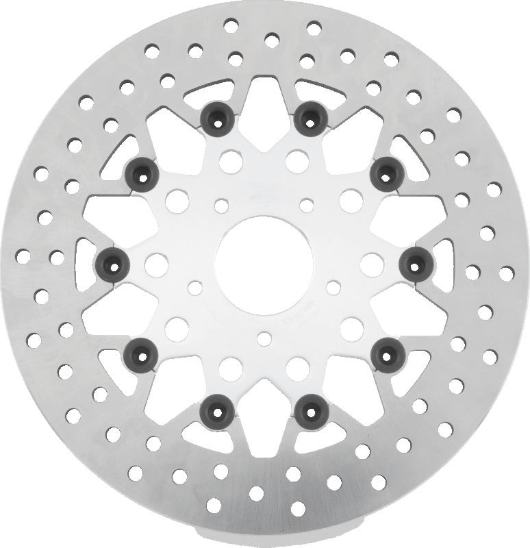 TWP Brake Rotors - Twin Power 08-13 FLH FLT 08-16 FLHR 06-17 Dyna Front 11.8 Floating Mesh Rotor Silver