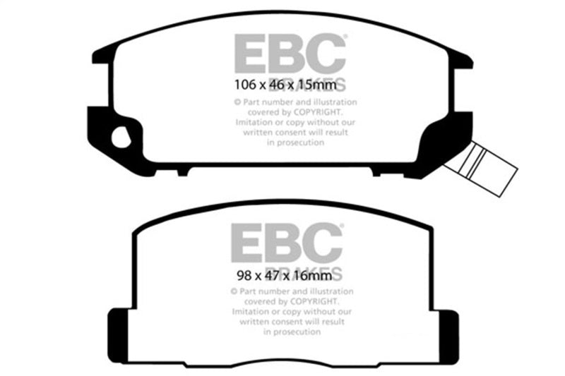 EBC Ultimax2 Brake Pad Sets - EBC 85-90 Toyota MR2 1.6 Ultimax2 Rear Brake Pads