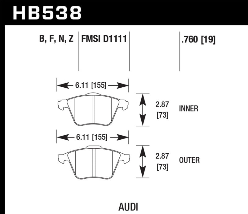 HAWK HPS 5.0 Brake Pad Sets - Hawk 2009-2009 Audi A4 Cabriolet HPS 5.0 Front Brake Pads