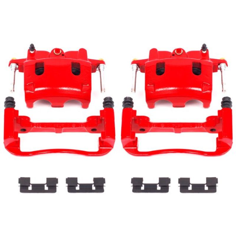 PSB Red Calipers - Power Stop 04-06 Infiniti QX56 Front Red Calipers w/Brackets - Pair