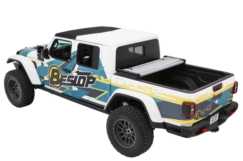 BES EZ-Fold Tonneau Covers - Bestop Fold Soft Tonneau - 20-26 Jeep Gladiator For 5 Ft. Bed Ez (Black Diamond)