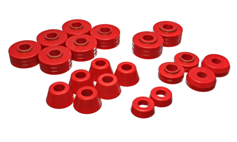ES Body Mounts - Red - Energy Suspension Ford Bronco Body Mount Set - Red