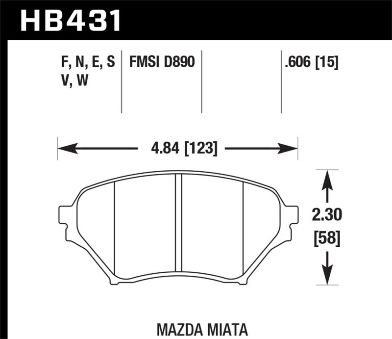 HAWK HT-10 Brake Pad Sets - Hawk 01-05 Miata w/ Sport Suspension HT-10 Race Front Brake Pads D890