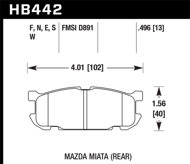 HAWK HPS 5.0 Brake Pad Sets - Hawk Performance 01-03 Mazda Miata HPS 5.0 Rear Brake Pads
