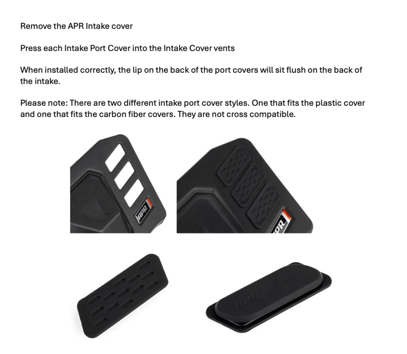 APR Intake Components - APR 22-26 Audi A3 Quattro Intake Vent Cover Set - Carbon - Black