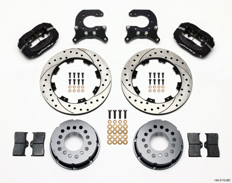 WIL Dynalite Brake Kit - Wilwood Forged Dynalite P/S Rear Kit Drilled Rotor Chev 12 Bolt w C-Clips