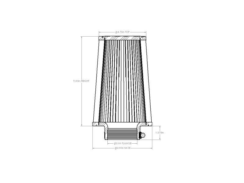 AFE Universal D2 Dura Dry Air Filter - aFe POWER Universal Clamp-On Air Filter w/ D2 Dura-Dry Media - 3in F x 6in B x 4-3/4in T x 9in H