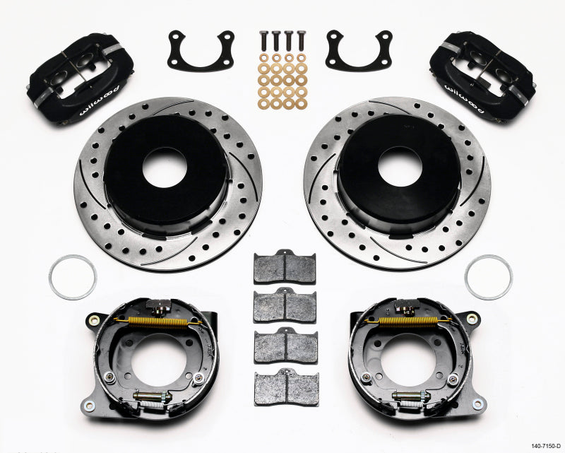 WIL Dynalite Brake Kit - Wilwood Forged Dynalite P/S Park Brake Kit Drilled Big Ford New 2.50in Offset Currie Blank