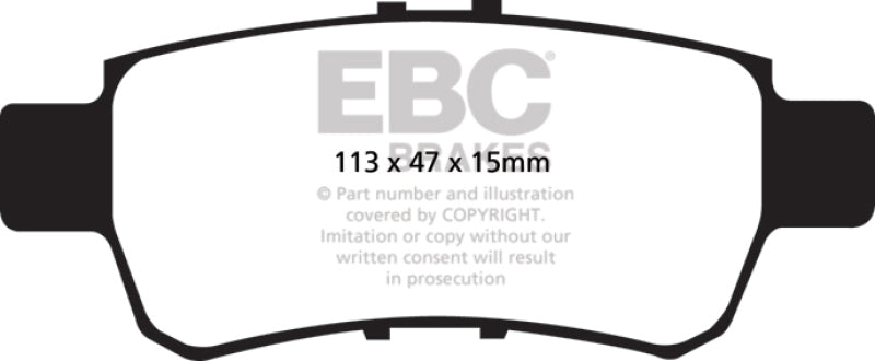 EBC Yellowstuff Brake Pad Sets - EBC 05-10 Honda Odyssey 3.5 Yellowstuff Rear Brake Pads