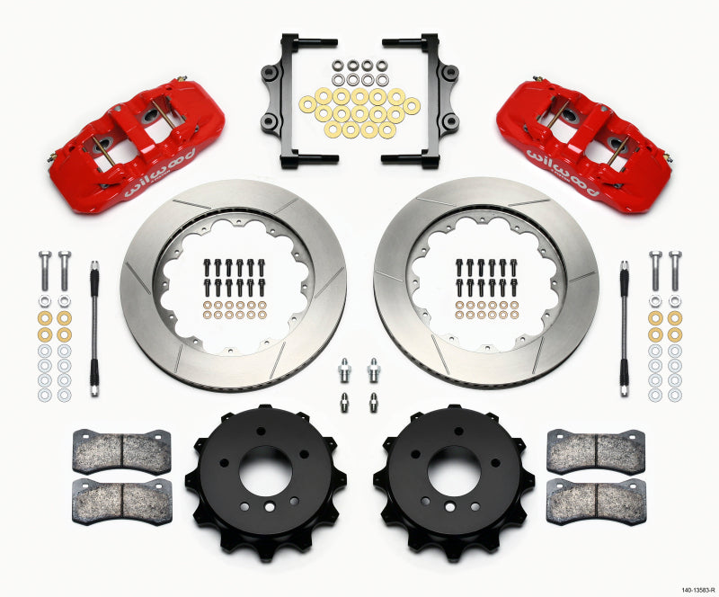 WIL Aero Brake Kit - Wilwood AERO4 Rear Kit 14.00 Red 2007-2011 BMW E90 Series w/Lines