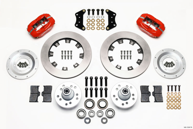 WIL Dynalite Brake Kit - Wilwood Forged Dynalite Front Kit 12.19in Red Magnum Force Drop Spindle