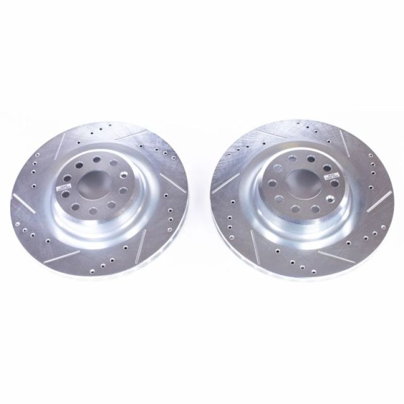 PSB Evolution Drill/Slot Rotor - Power Stop 12-18 Tesla Model S Rear Evolution Drilled & Slotted Rotors - Pair