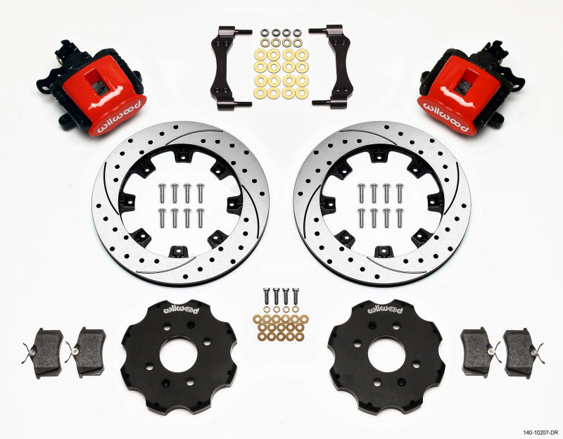 WIL Parking Brake Brake Kit - Wilwood Combination Parking Brake Rear Kit 12.19in Drilled Red Civic / Integra Disc 2.39 Hub Offset
