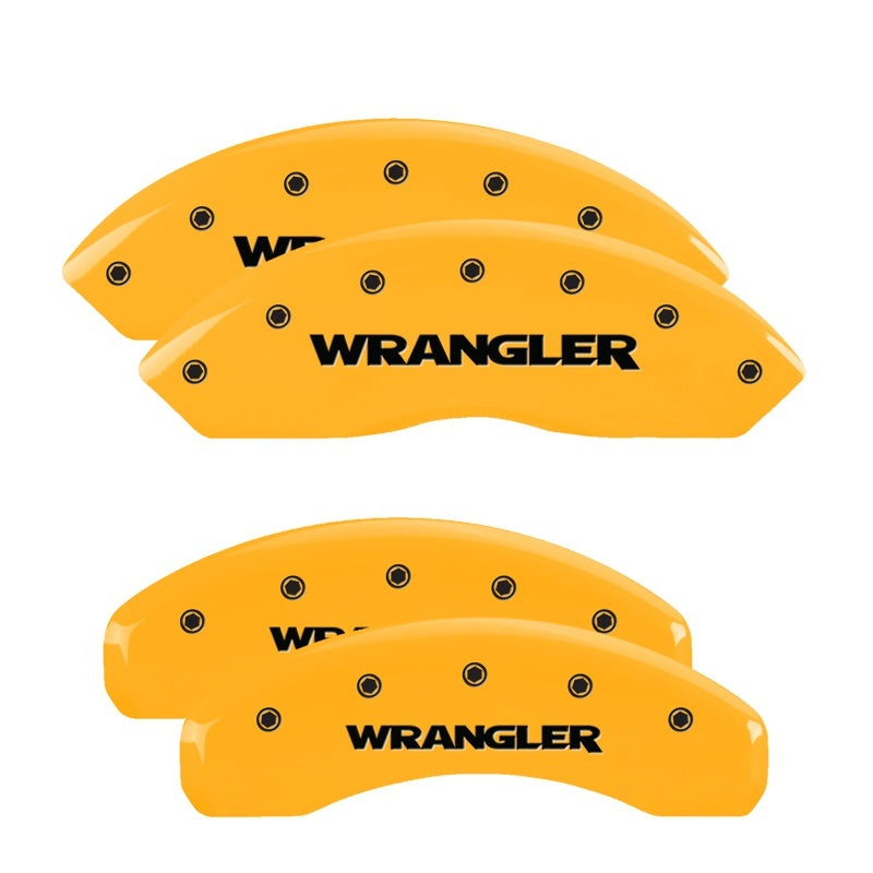 MGP Caliper Covers 4 Logo - MGP 4 Caliper Covers Engraved Front & Rear Wrangler Yellow Finish Black Char 2003 Jeep Wrangler