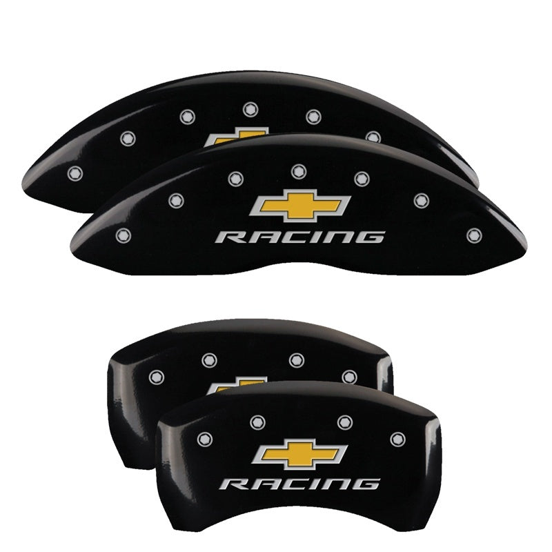 MGP Caliper Covers 4 Logo - MGP 4 Caliper Covers Engraved Front & Rear Chevy racing Black finish silver ch