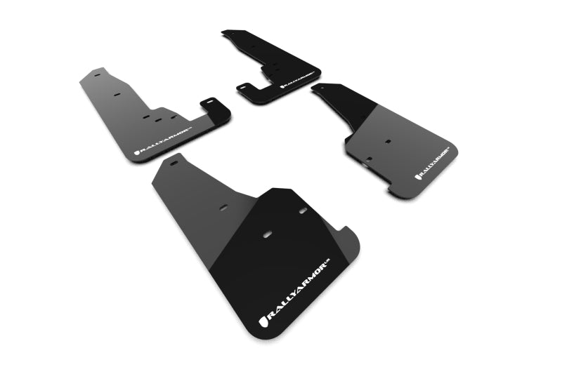 RAL UR Blk Flap/Wht Logo - Rally Armor 18-22 Jeep Grand Cherokee SRT Trackhawk Black UR Mud Flap - White Logo