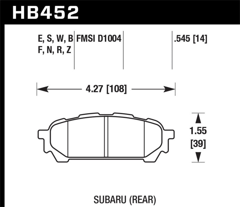 HAWK Ceramic Brake Pad Sets - Hawk 03-05 WRX D1004 Performance Ceramic Street Rear Brake Pads