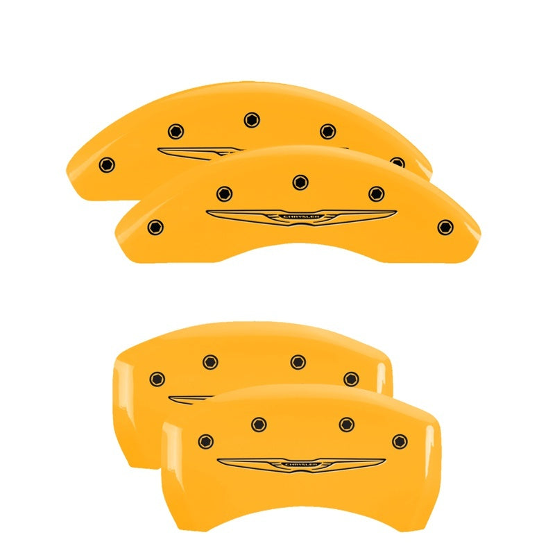 MGP Caliper Covers 4 Logo - MGP 4 Caliper Covers Engraved Front & Rear Style 2/Chrysler Wing Yellow finish black ch