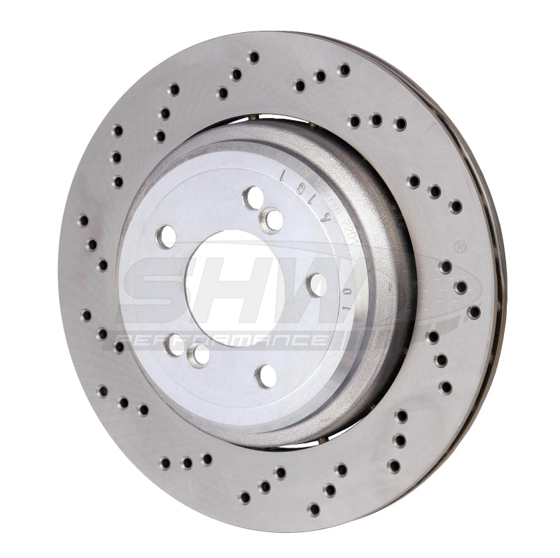 SHW Drilled Lightweight Rotors - SHW 06-08 BMW Z4 3.2L Left Rear Cross-Drilled Lightweight Brake Rotor (34212282303)