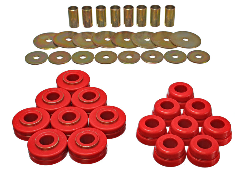 ES Body Mounts - Red - Energy Suspension Nissan/Datsun Red Body Mount Set