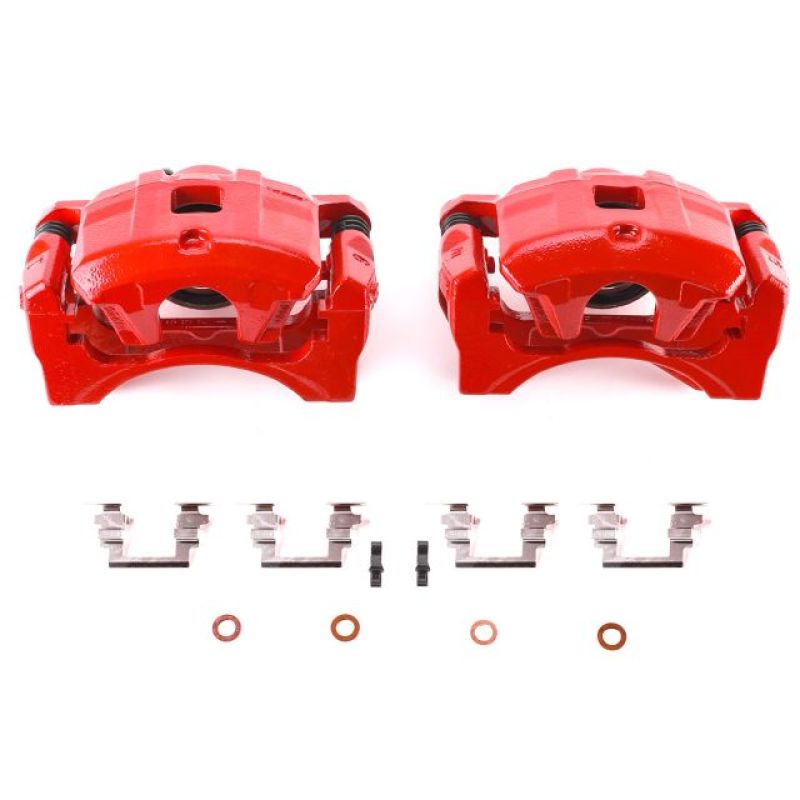 PSB Red Calipers - Power Stop 08-16 Mitsubishi Lancer Front Red Calipers w/Brackets - Pair