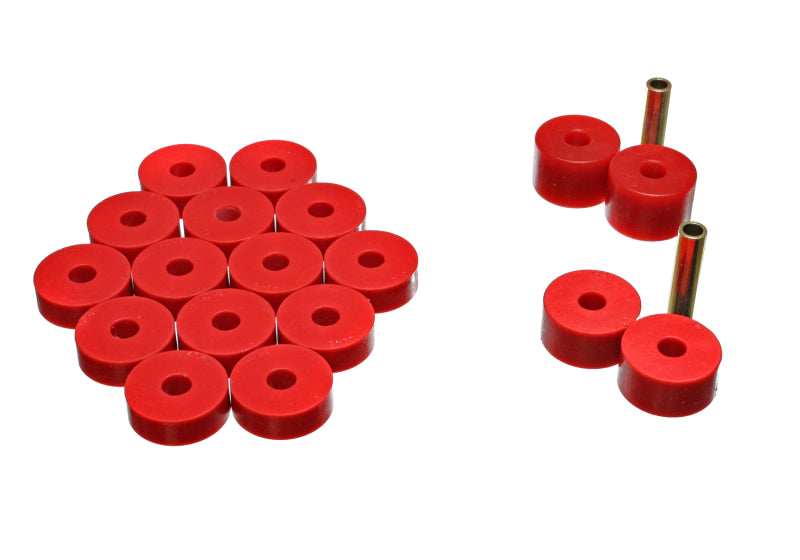 ES Body Mounts - Red - Energy Suspension 74-75 Jeep CJ5/CJ7/CJ8 Scrambler Red Body (Cab) Mount Set