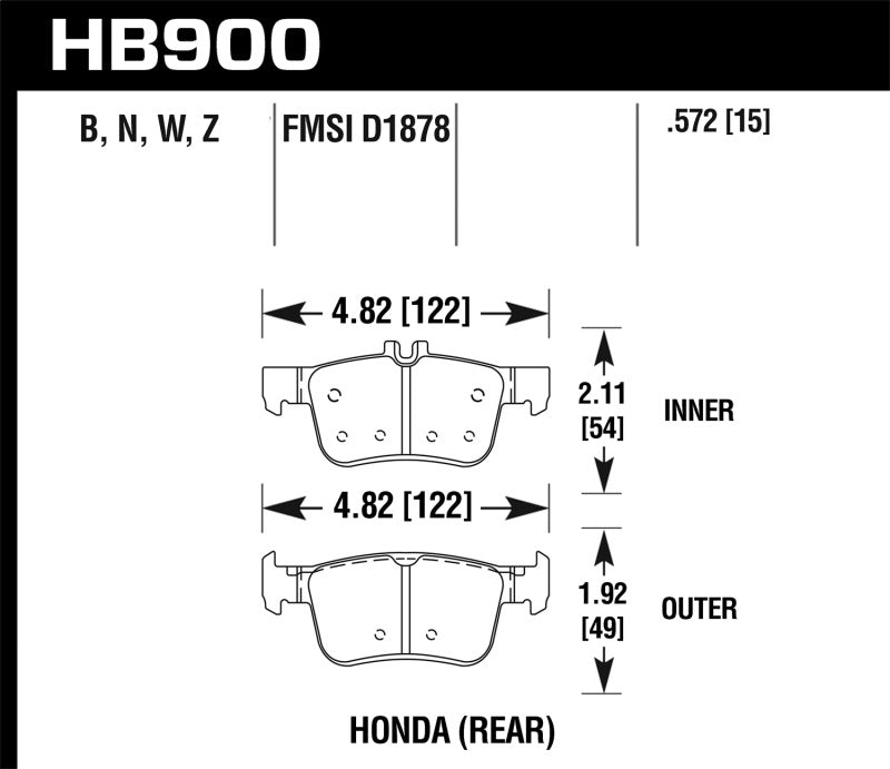 HAWK HP+ Brake Pad Sets - Hawk 16-19 Honda Civic (Excludes Si and Type R) HP+ Street Rear Brake Pads