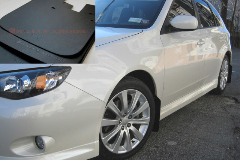 RAL Basic Blk Flap/Blk Logo - Rally Armor 08-10 Subaru WRX / 08-11 Impreza 2.5i (Hatch/Sedan) Basic Black Mud Flap w/Black Logo