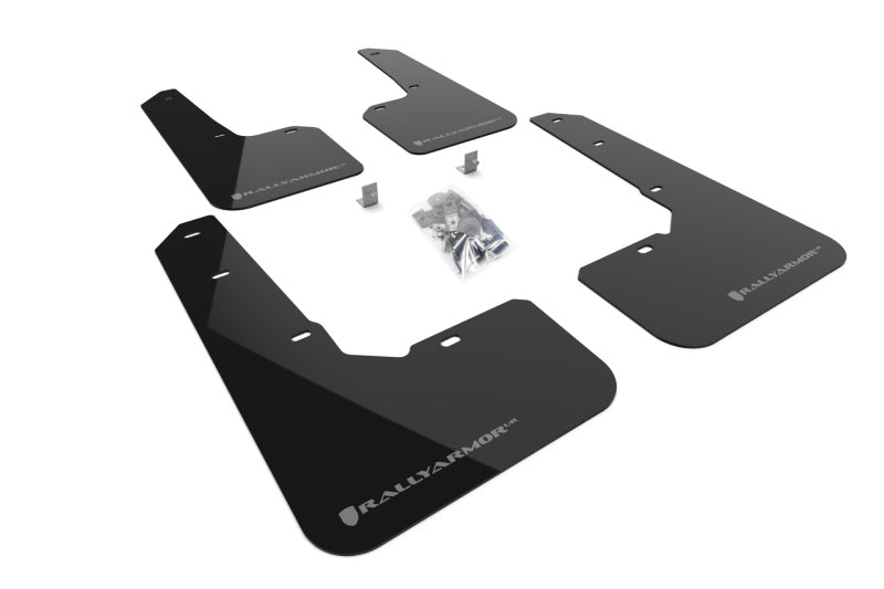 RAL UR Blk Flap/Grey Logo - Rally Armor 22-25 Subaru Outback Wilderness Black Mud Flap Grey Logo