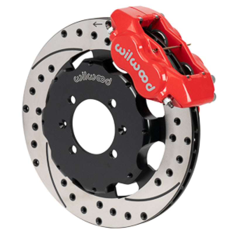 WIL Dynalite Brake Kit - Wilwood Forged Dynalite Front Hat Kit 11.75in SRP Drilled/Slotted Rotor Red Caliper 90-05 Miata