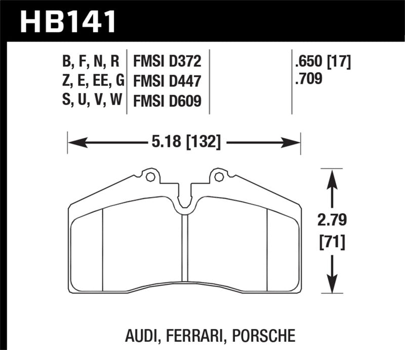 HAWK HPS 5.0 Brake Pad Sets - Hawk 1986-1991 Porsche 928 CS HPS 5.0 Front Brake Pads