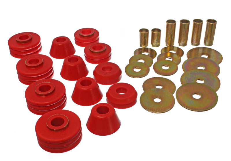 ES Body Mounts - Red - Energy Suspension 73-80 GM 1/2 Ton C-10/C1500 Pick Up 2WD Red Body (Cab) Mount Set