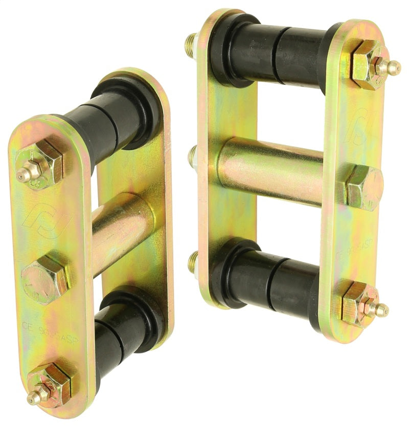 ROK Leafspring Components - RockJock 76-86 CJ HD Leaf Spring Shackles Front w/ Urethane Bushings HD Greasable Bolts Pair